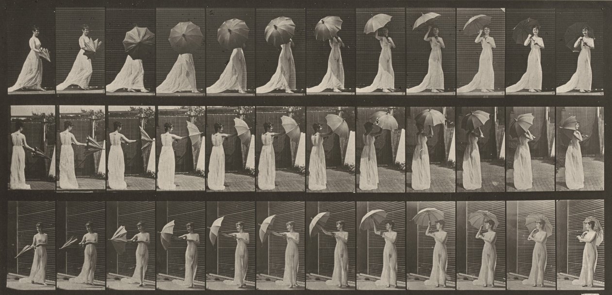 Prancha número 461. Abrir uma sombrinha e virar-se de Eadweard Muybridge