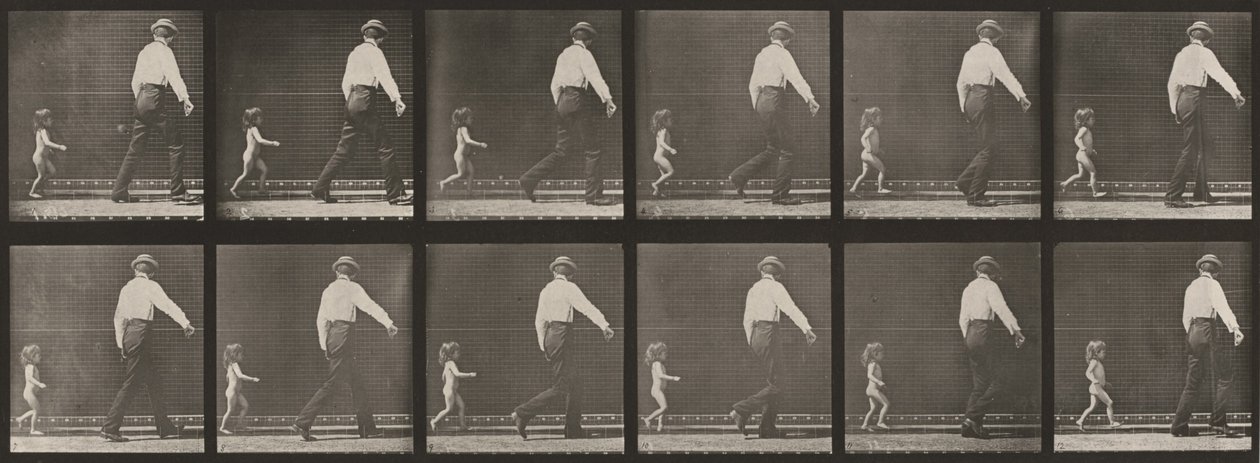 Prancha número 470. Criança a correr atrás de um homem de Eadweard Muybridge