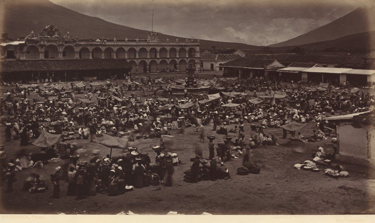 Praça e Palácio do Vice-Rei - Antígua de Guatemala, 1877 (foto) de Eadweard Muybridge