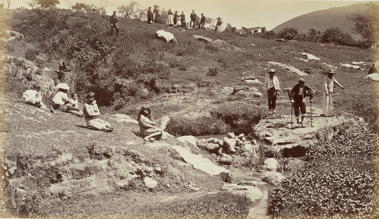 Puxando pano em Almolonga, Guatemala de Eadweard Muybridge