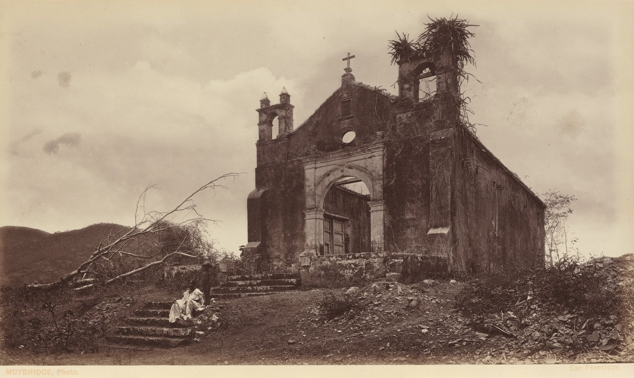 Ruínas da Igreja de San Miguel, Panamá, 1877 (foto) de Eadweard Muybridge