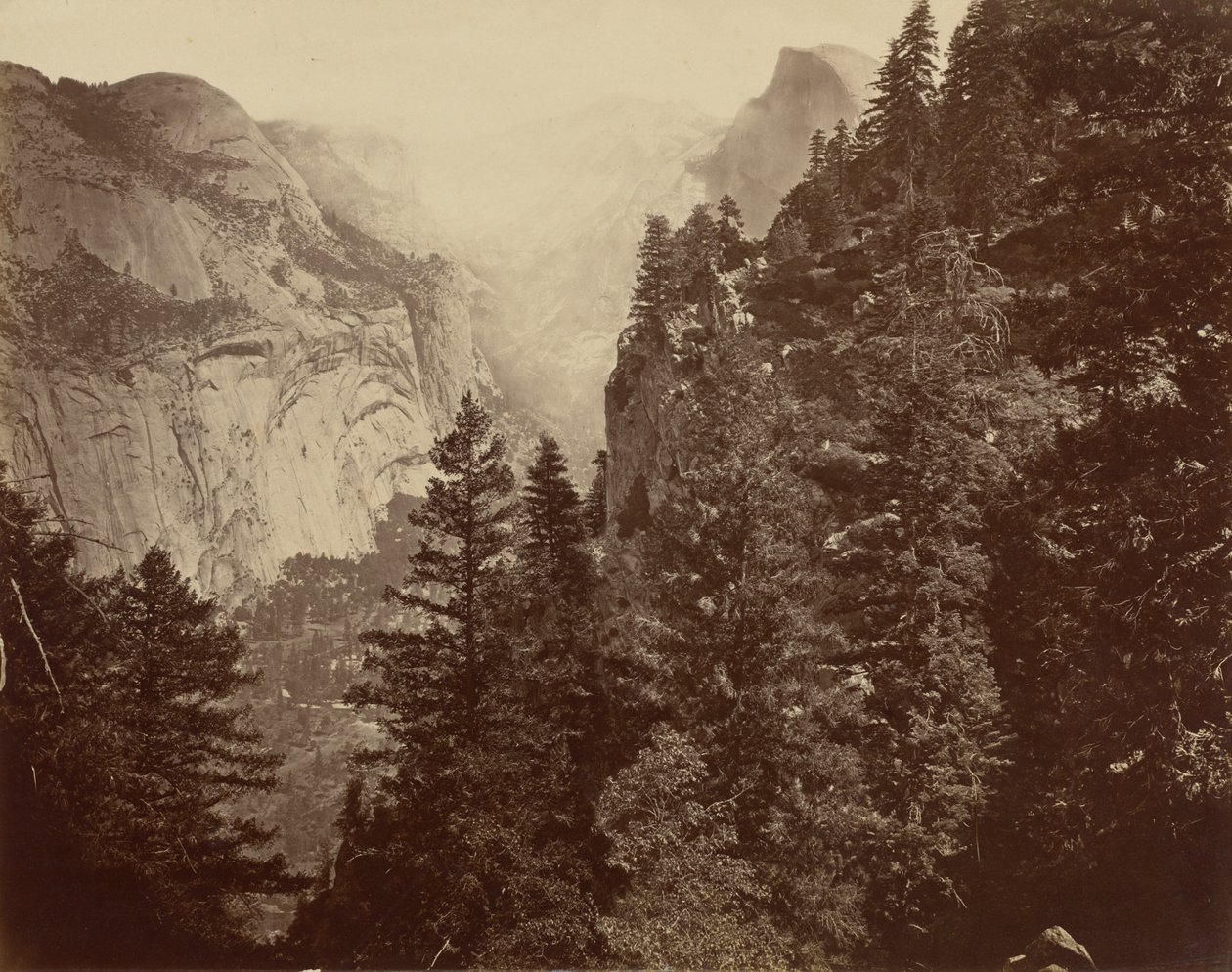 Desfiladeiro de Tenaya a partir de Union Point, vale de Yosemite de Eadweard Muybridge