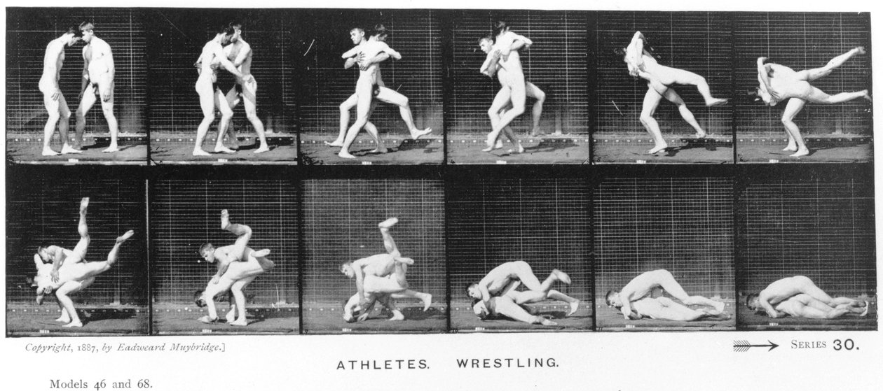 Dois Homens Lutando, de &39;Animal Locomotion&39;, 1887 de Eadweard Muybridge