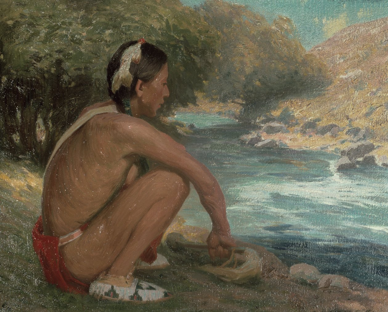 O córrego da montanha, c.1914 de Eanger Irving Couse