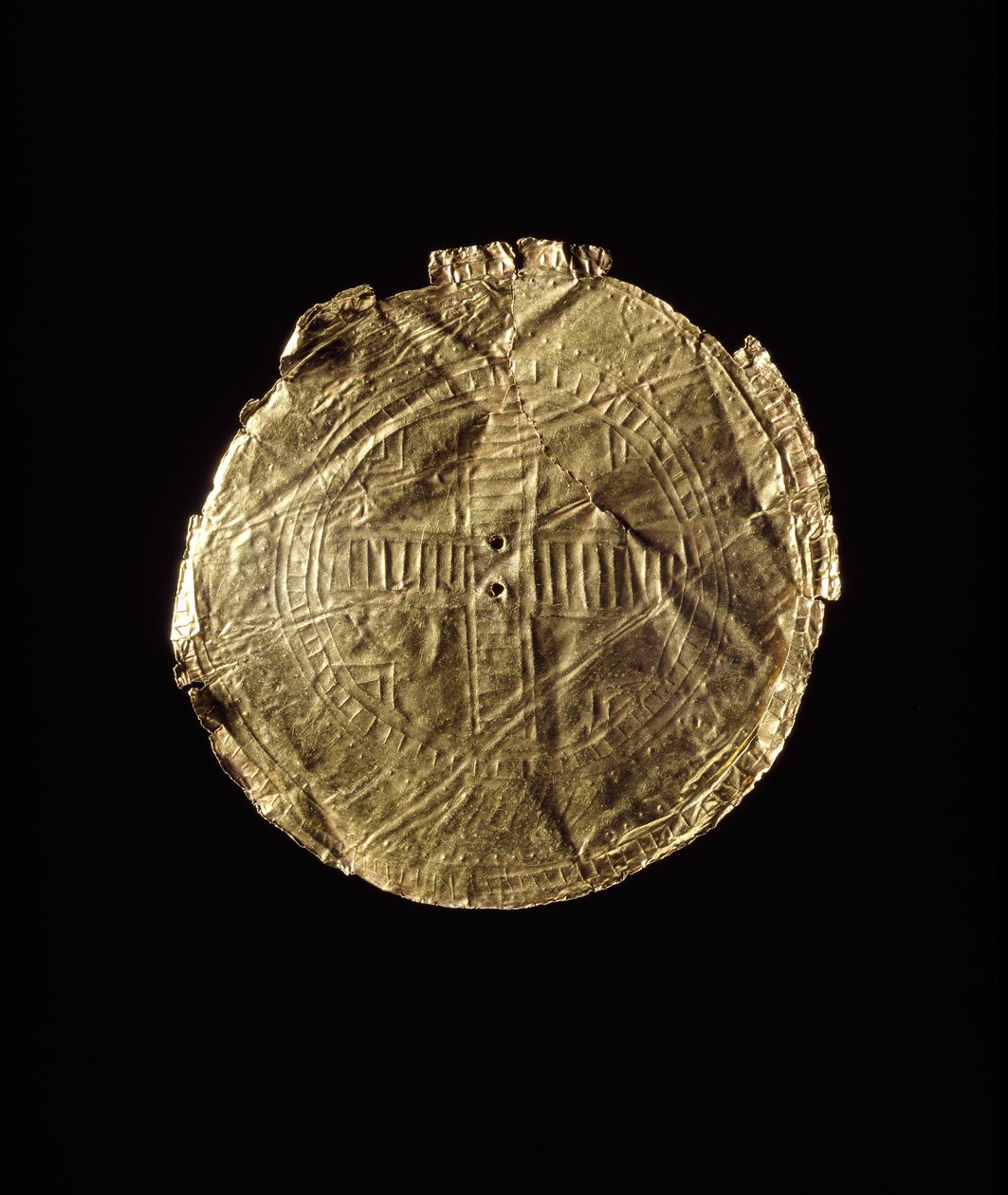 O ouro do disco solar de Ballyshannon de Early Bronze Age