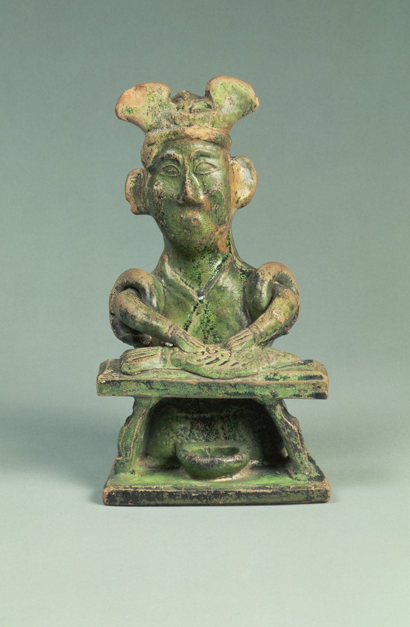 Figura de um peixeiro, artefato de túmulo, Dinastia de Han Oriental, 25-220 (louça de barro) de Eastern Han Dynasty Chinese School