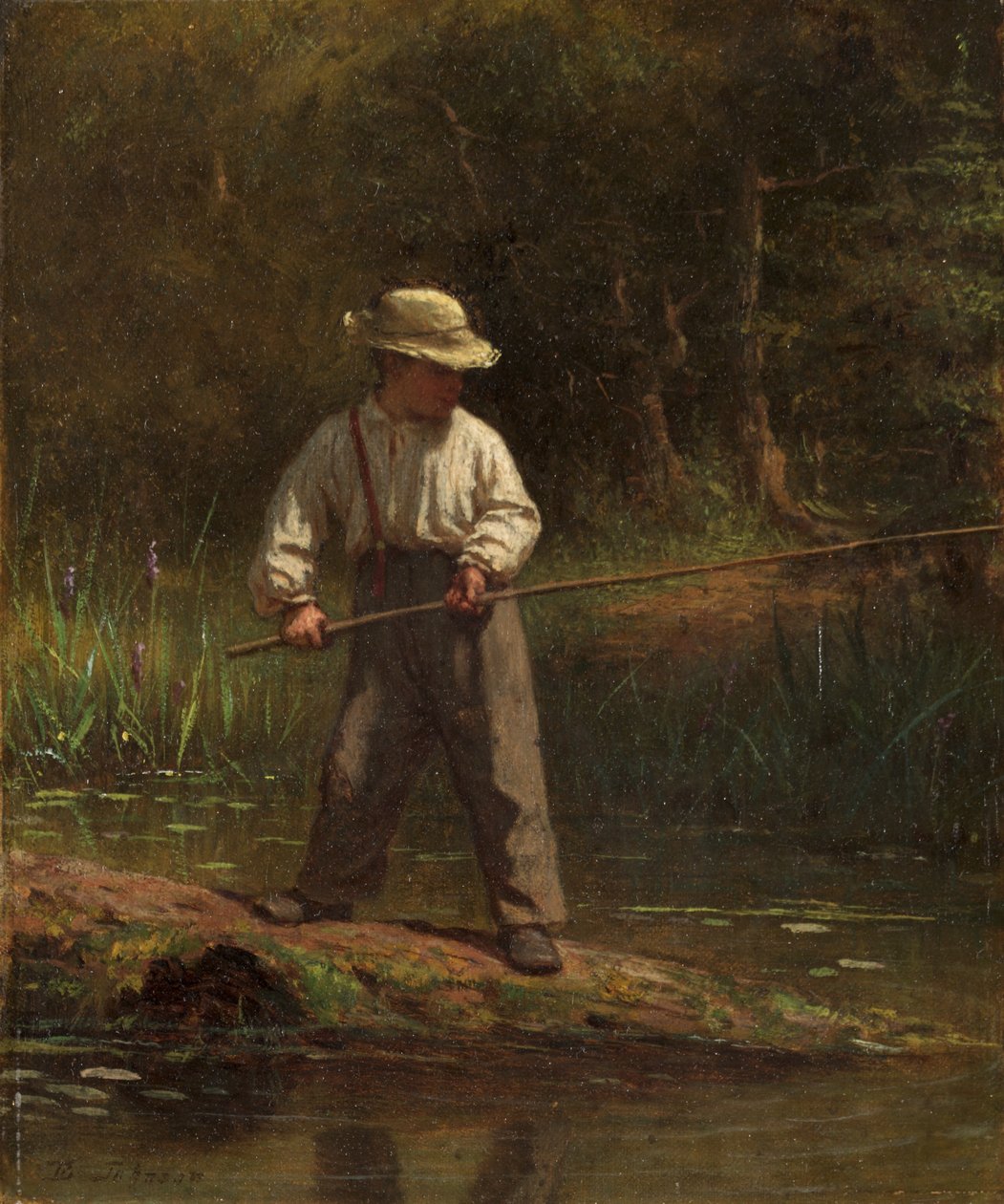 Rapaz à pesca, c.1860 (óleo sobre tela) de Eastman Johnson