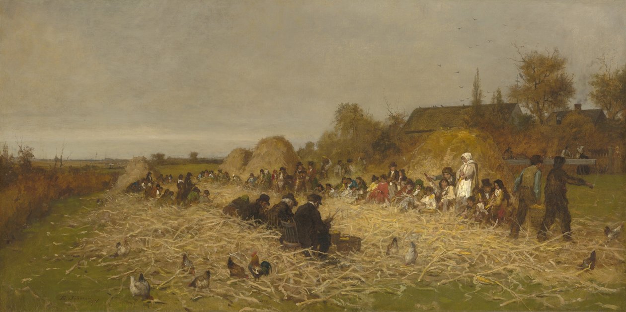 Abelha descascando, ilha de Nantucket, 1876 de Eastman Johnson