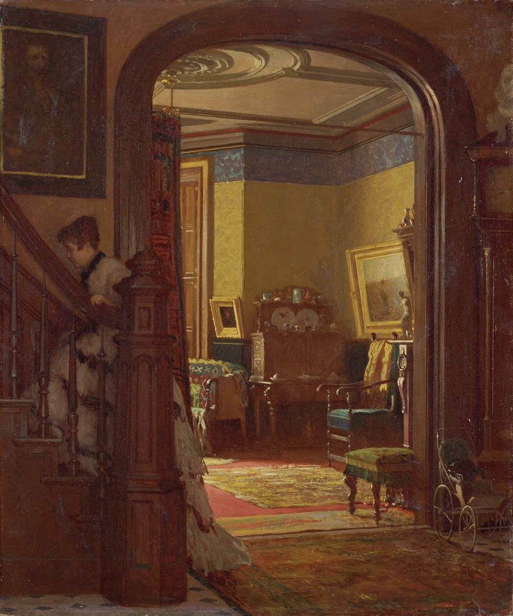 Não em casa, c.1873 (óleo na placa de papel) de Eastman Johnson