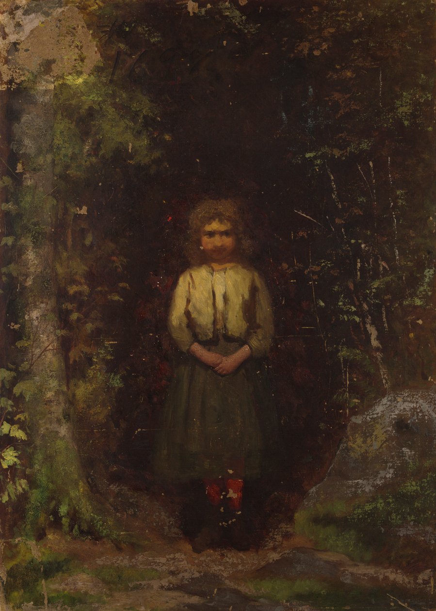 Na Colina (recto); Rapariga na Floresta (verso) de Eastman Johnson