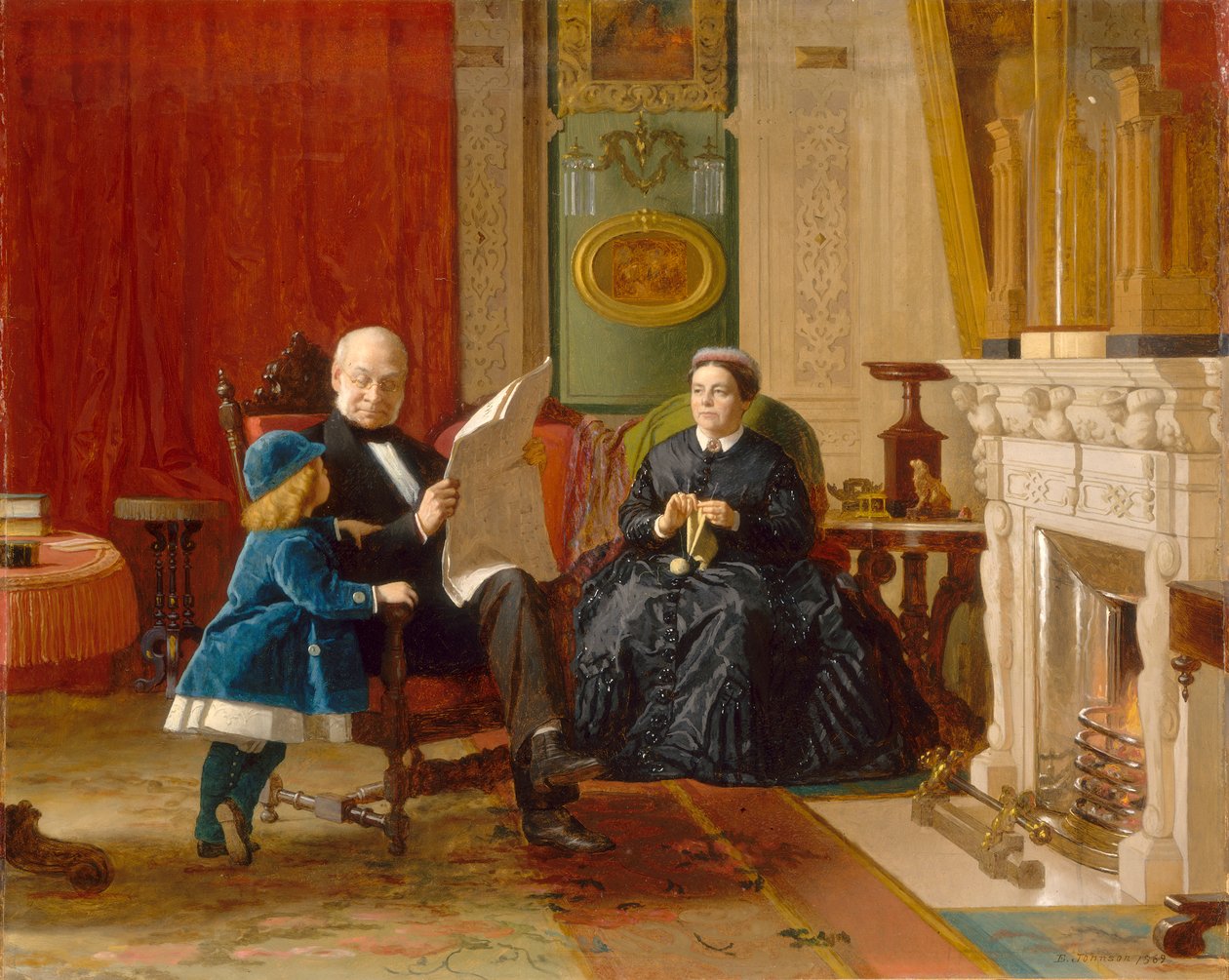 The Brown Family, 1869 (óleo sobre papel sobre tela) de Eastman Johnson