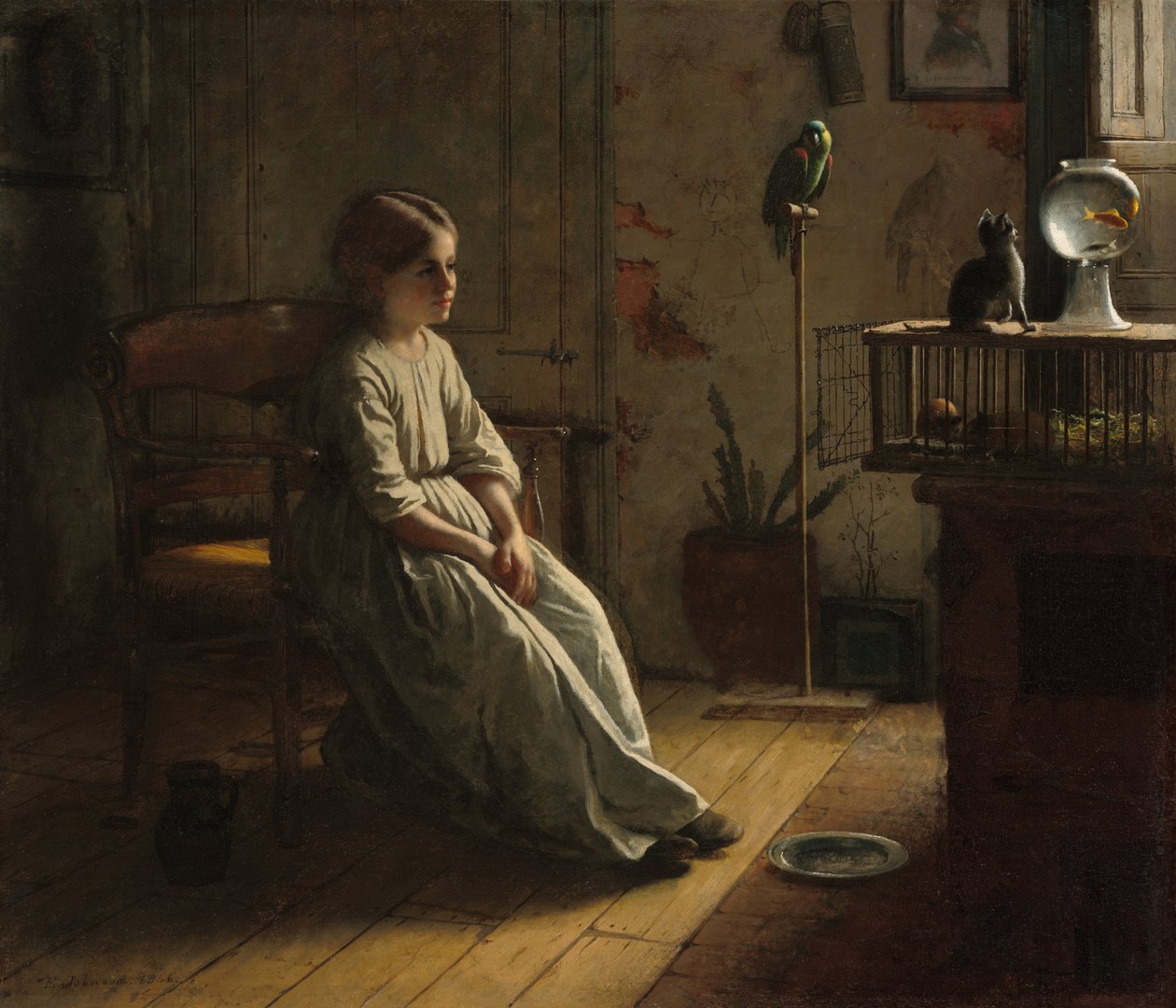 Os animais de estimação, 1856. de Eastman Johnson