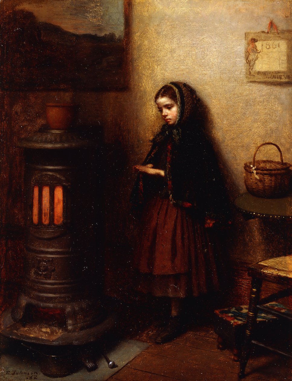 Aquecendo as mãos, 1862 de Eastman Johnson