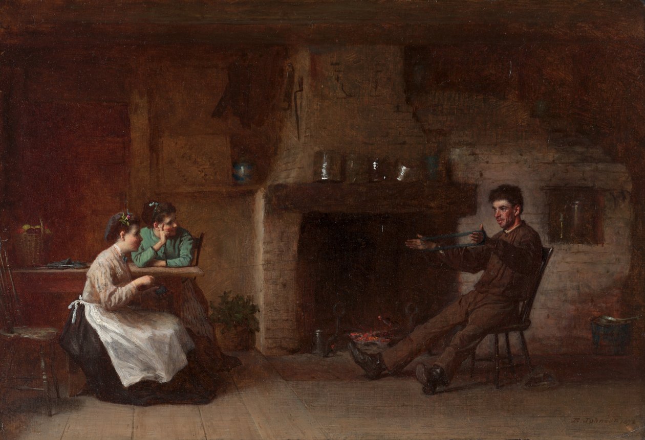 Fios enrolados (Interior de uma cozinha de Nantucket) de Eastman Johnson