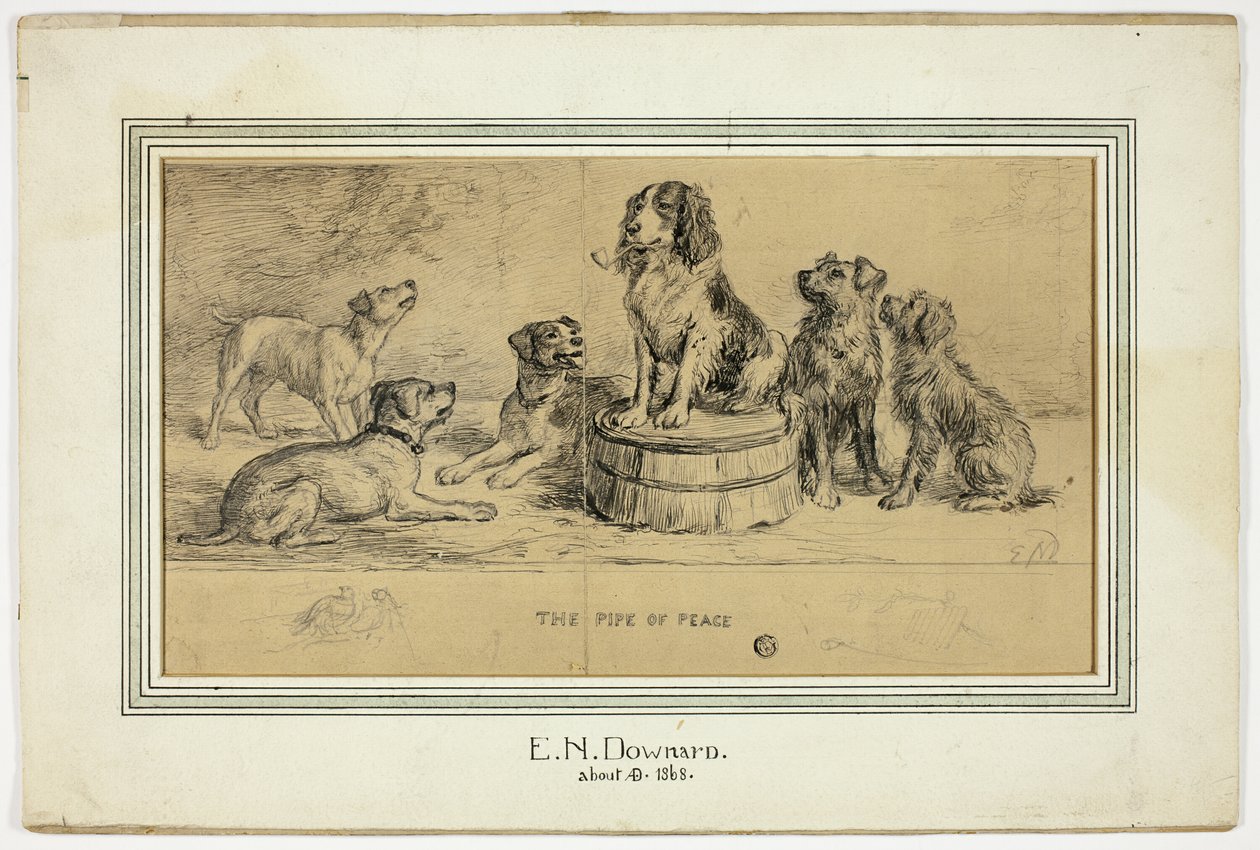 O Cachimbo da Paz (frente); Esboço da Rua da Aldeia (verso) de Ebenezer Newman Downard