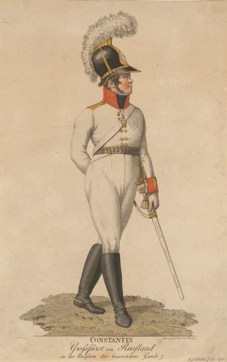 Retrato do Grão-Duque Constantino Pavlovich da Rússia 1779-1831, 1807 de Eberhard Siegfried Henne