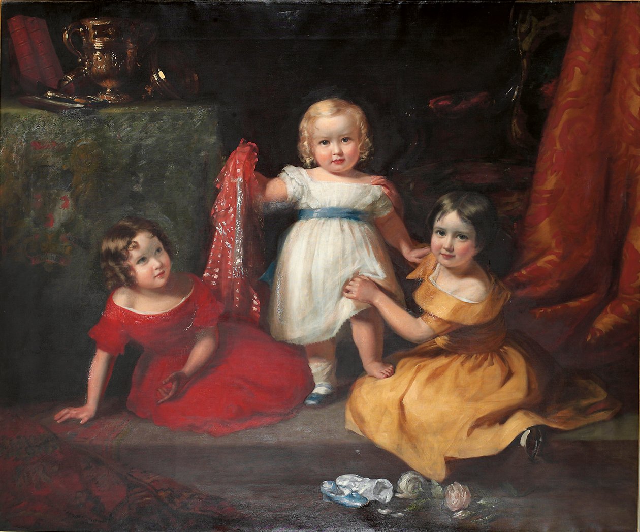 Retrato de grupo de John Scott, mais tarde terceiro conde de Eldon, e suas irmãs Lady Selina Scott e Lady Gertrude Scott de Eden Upton Eddis