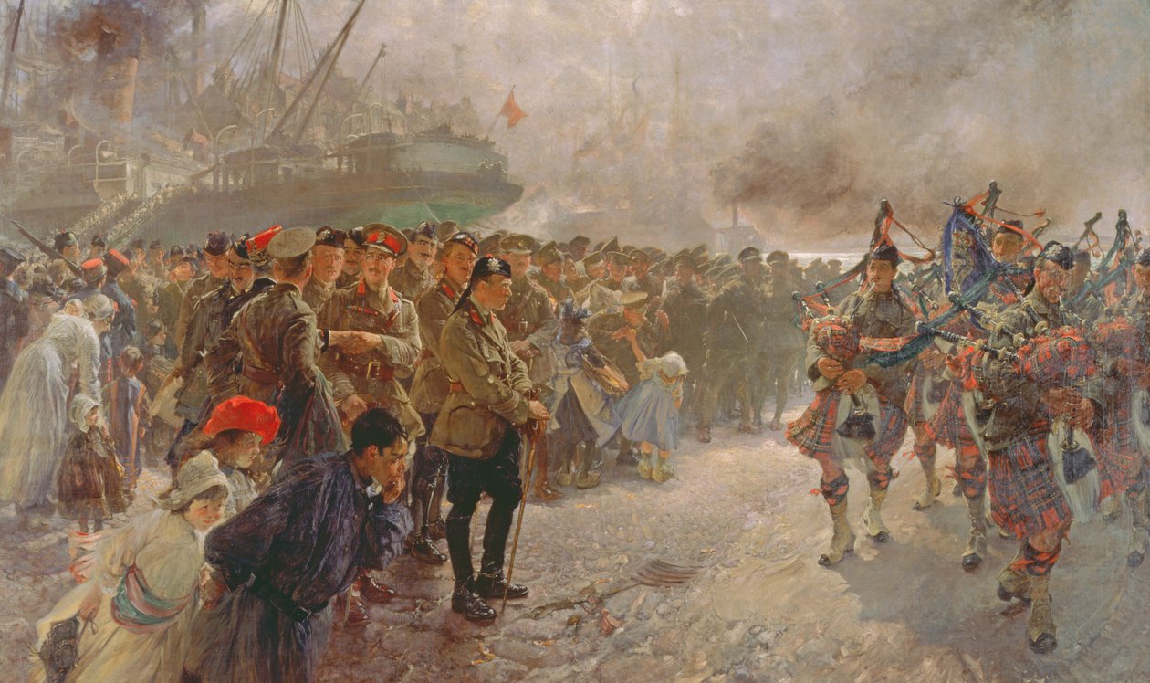 Aterrissagem da primeira divisão canadense em St. Nazaire, 1915 de Edgar Bundy