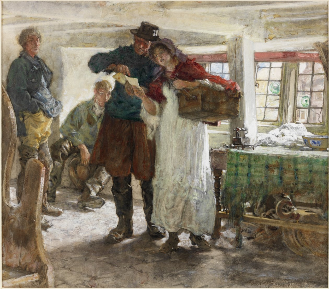 The Smugglers &39;News (aquarela e bodycolour no papel) de Edgar Bundy