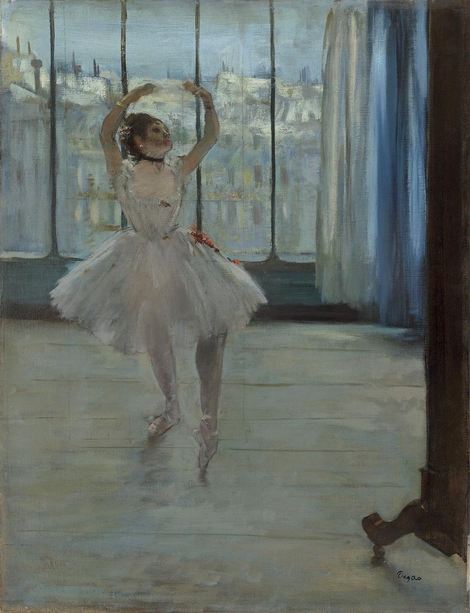 Dançarina, posar, para, um, fotógrafo dançarina, em, frente, a, janela de Edgar Degas