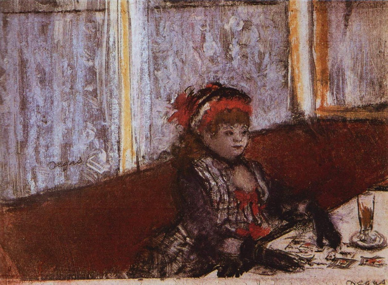 Mulher, em, um, café de Edgar Degas