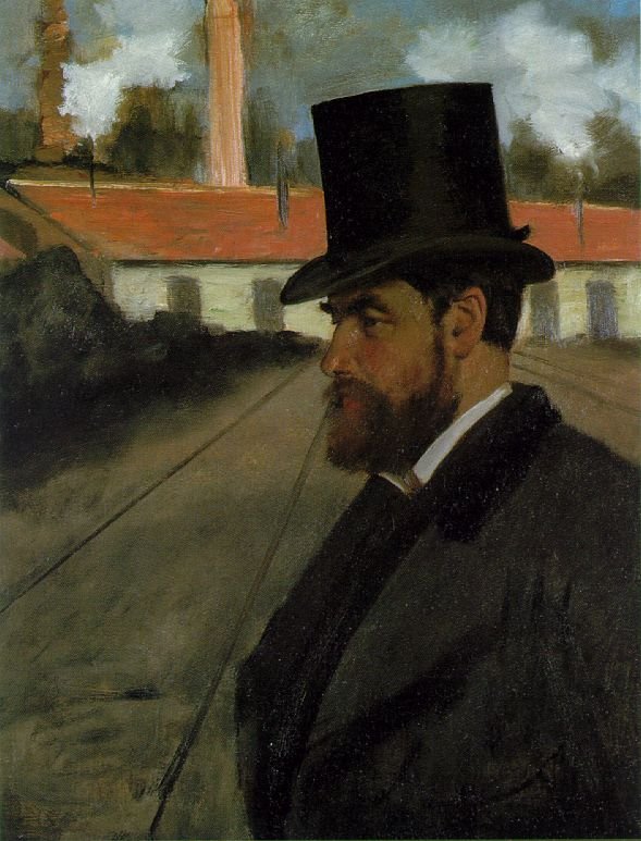 Henri Rouart na frente de sua fábrica de Edgar Degas