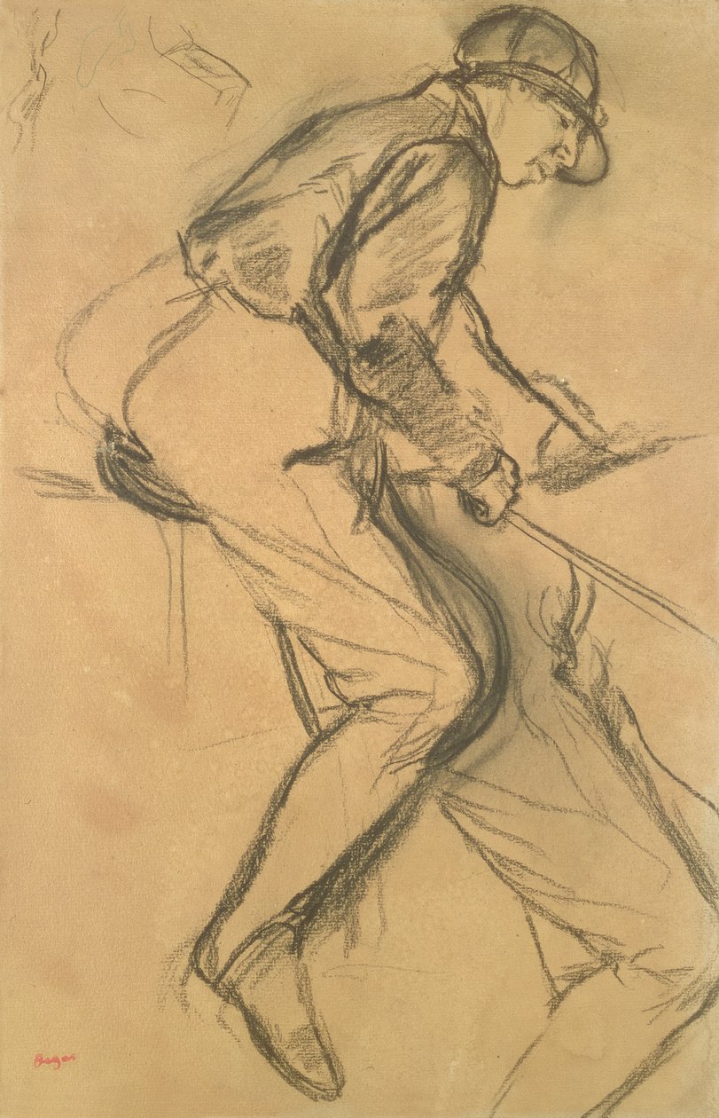 Um Jockey, século XIX (carvão sobre papel) de Edgar Degas