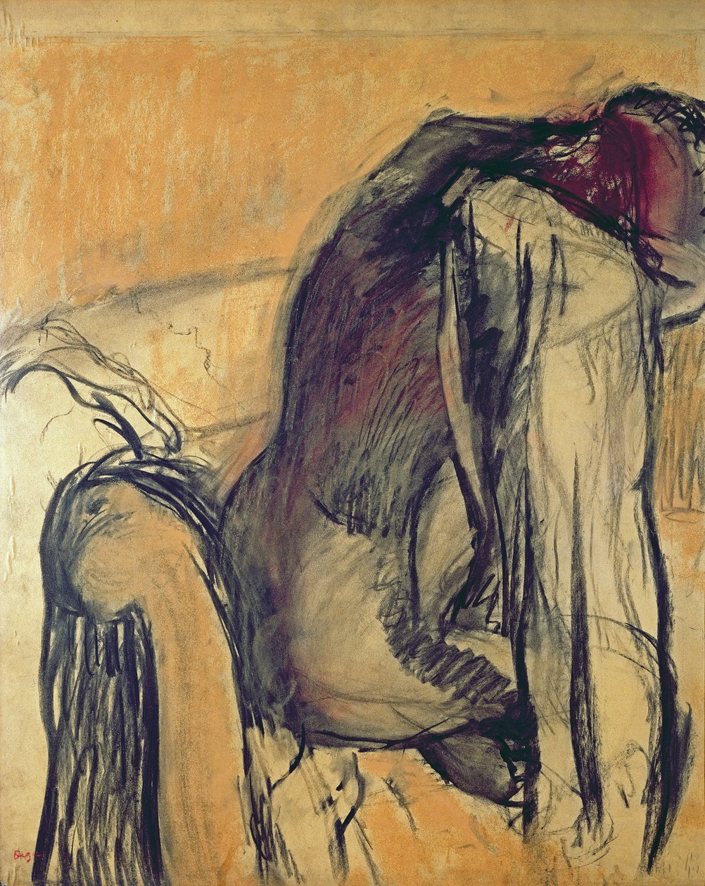 Depois do banho, 1905-7, (guache) de Edgar Degas