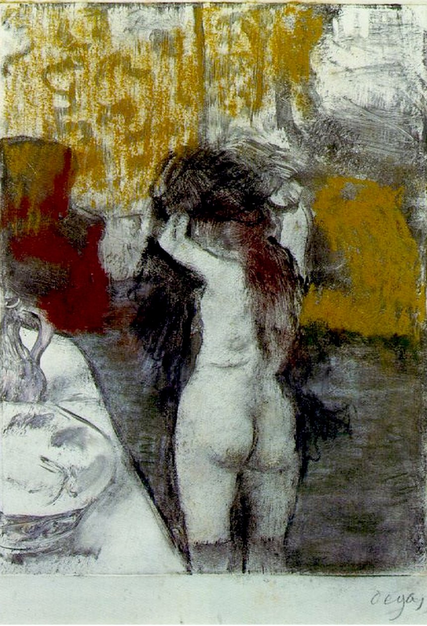 Bather by the Water, c.1903 (pastel e giz preto sobre papel a bordo) de Edgar Degas