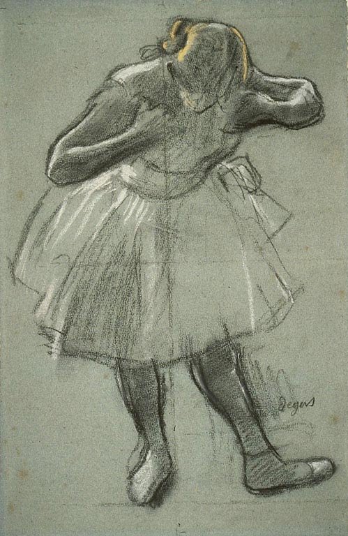Dançarino, dobrando-se para a frente de Edgar Degas