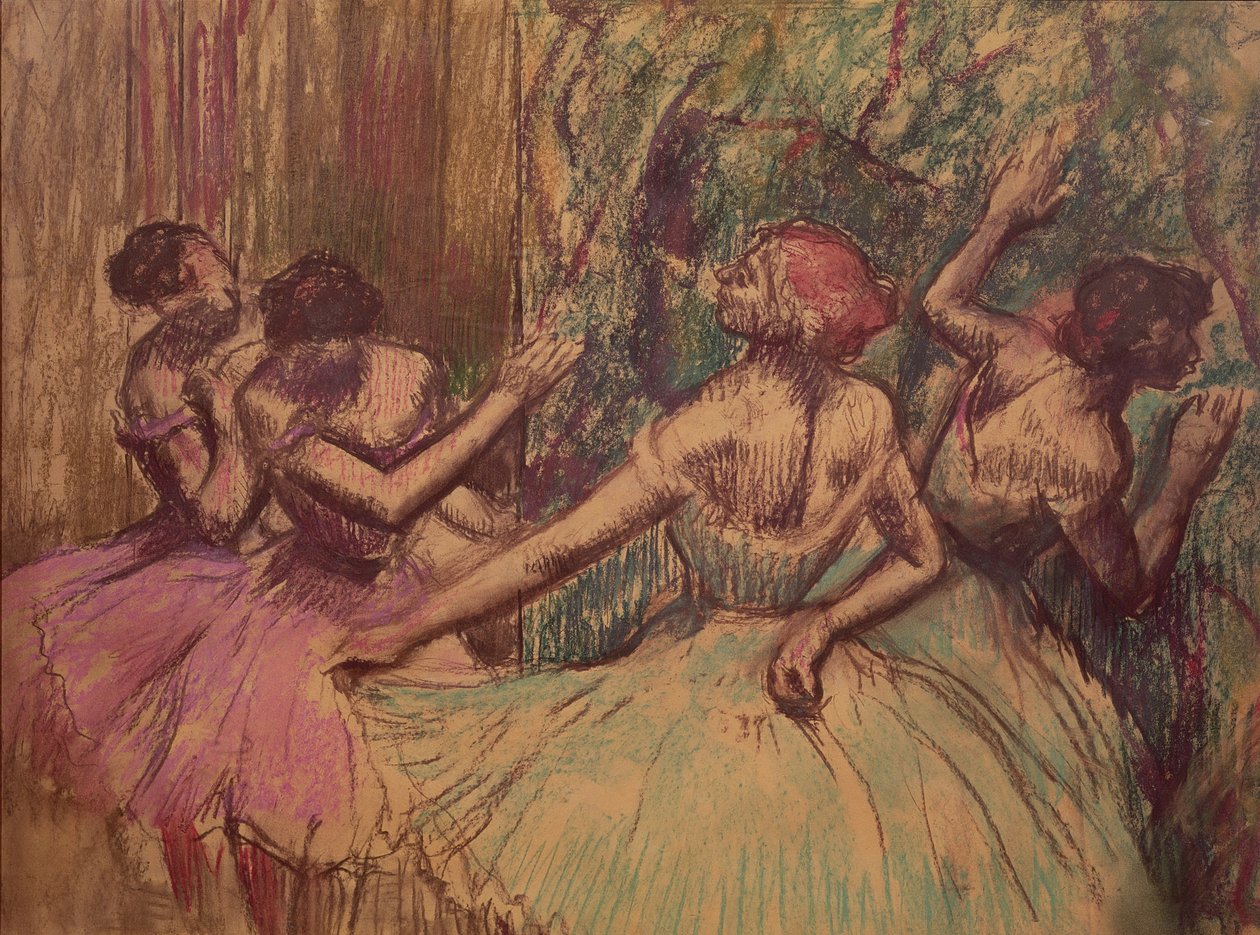 Dançarinos nas Asas, c.1897-1901 (carvão e pastel sobre papel) de Edgar Degas