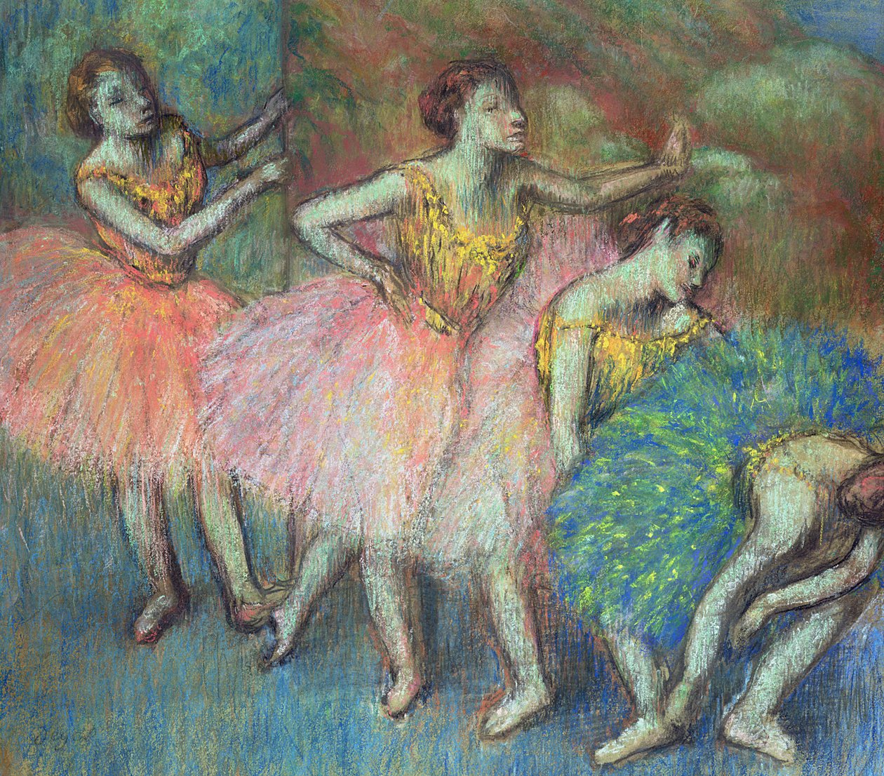 Quatro dançarinos, 1903 (pastel) de Edgar Degas