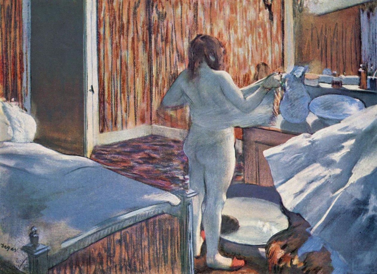 Mulher, em, a, banheiro de Edgar Degas