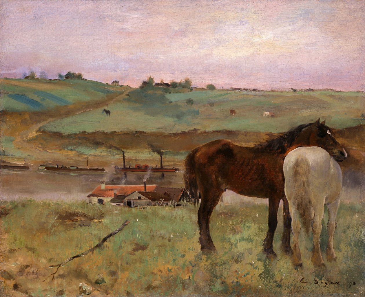 Cavalos em um prado de Edgar Degas