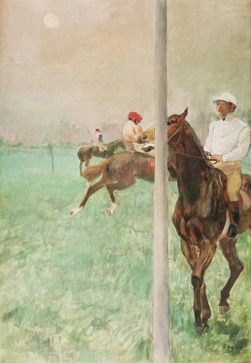 Jóqueis Antes da Corrida, c.1878-79 (óleo, essência, guache e pastel) de Edgar Degas
