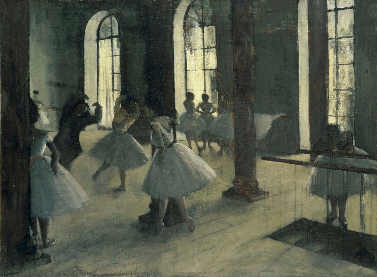 Repetição no centro de dança de Edgar Degas