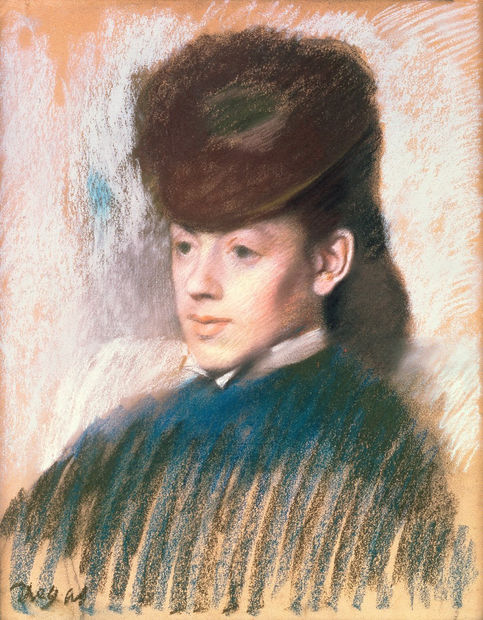 Mademoiselle Malo, c.1875 (pastel em papel amarelo) de Edgar Degas