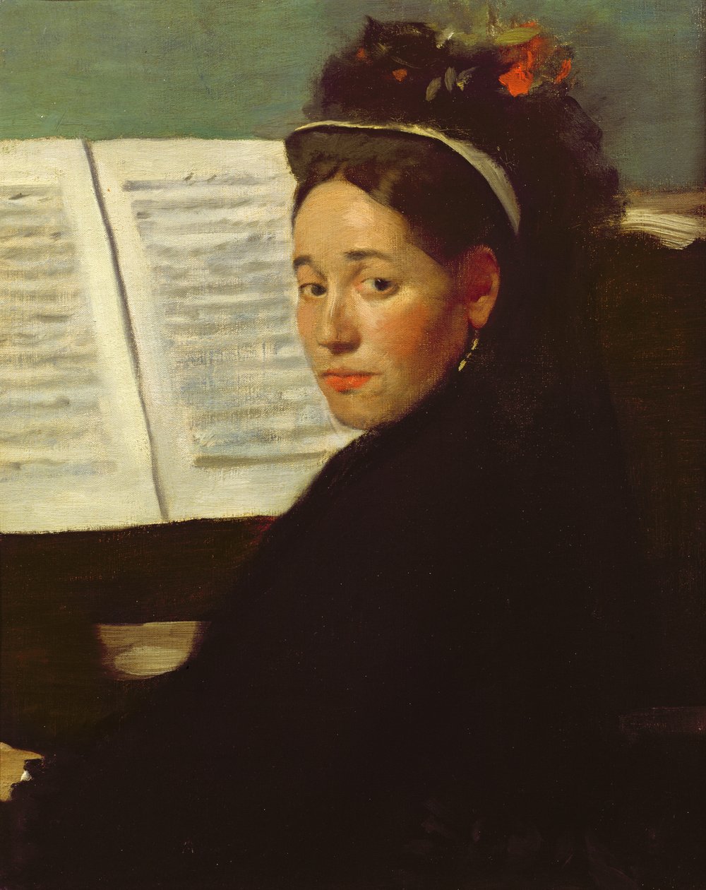 Mademoiselle Marie Dihau (1843-1935) ao piano, c.1869-72 de Edgar Degas