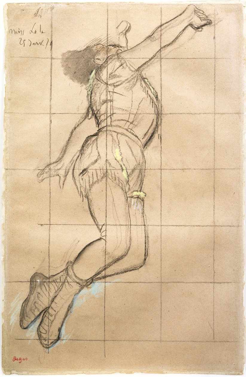 Miss La La no Cirque Fernando, 1879 (giz preto e pastel sobre papel) de Edgar Degas