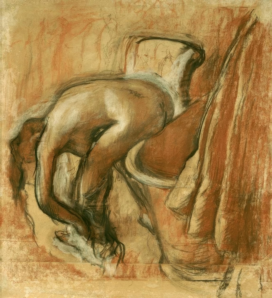 Depois do banho; mulher de secagem de Edgar Degas