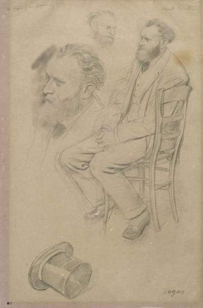Retrato, de, edouard manet, sentando, ligado, um, chaisen de Edgar Degas