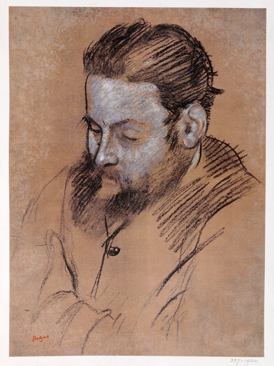 Retrato de Diego Martelli, 1879 (giz no papel) de Edgar Degas