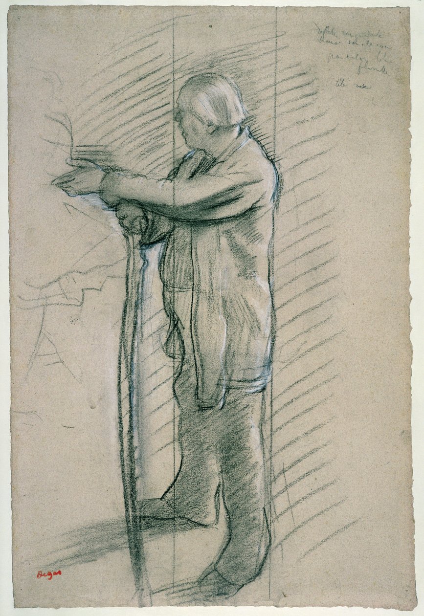 Retrato da bailarina Jules Perrot, 1875 (giz preto, pastel Conte e carvão sobre papel) de Edgar Degas