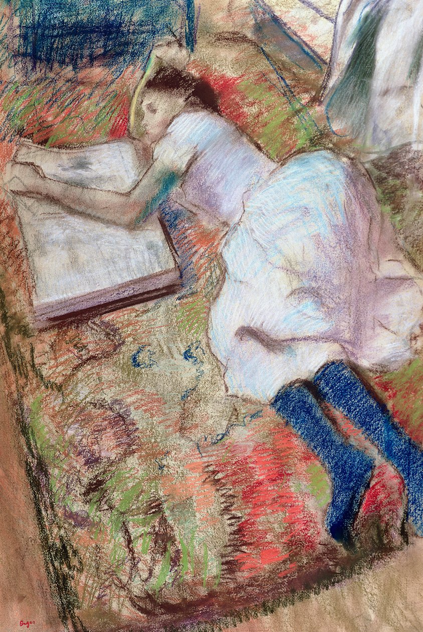 Leitor Deitado, c.1889 (pastel sobre papel) de Edgar Degas