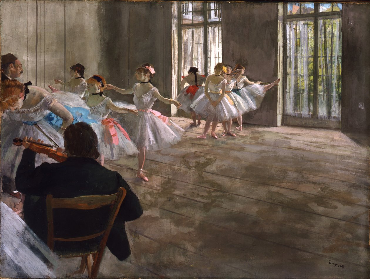 Repetição no foyer, c.1875 (têmpera sobre tela) de Edgar Degas
