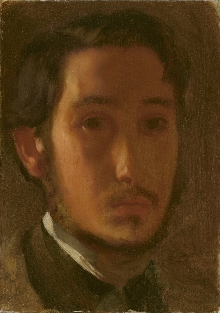 Auto-Retrato com Colarinho Branco, c.1857 (óleo sobre papel sobre tela) de Edgar Degas