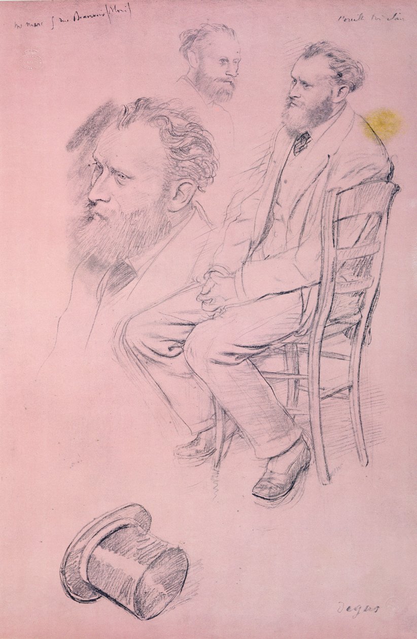Estudo para um retrato de Edouard Manet (1832-1883) 1864-66 (lápis sobre papel colorido) de Edgar Degas