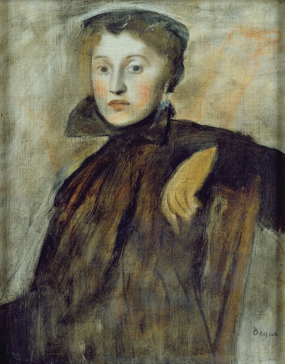 Estudo para um retrato de uma senhora, 1867 (veja também 154492 para a versão unframed) de Edgar Degas