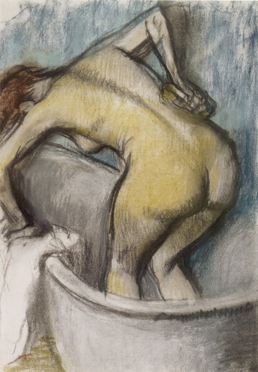 A Mulher do Banho Apoiando as Costas, pastel sobre papel, c. 1887 de Edgar Degas