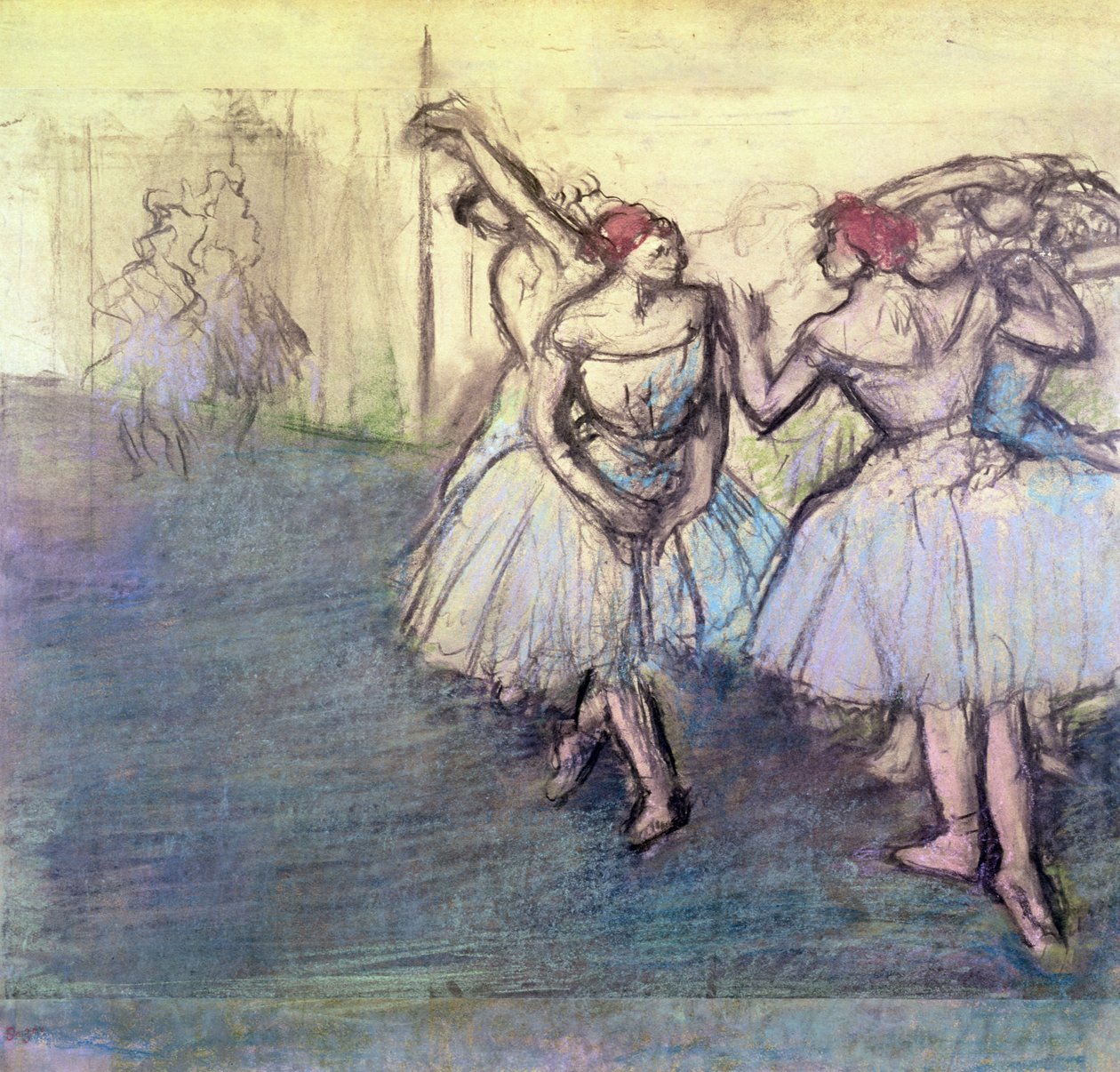 Os dançarinos (pastel sobre papel) de Edgar Degas